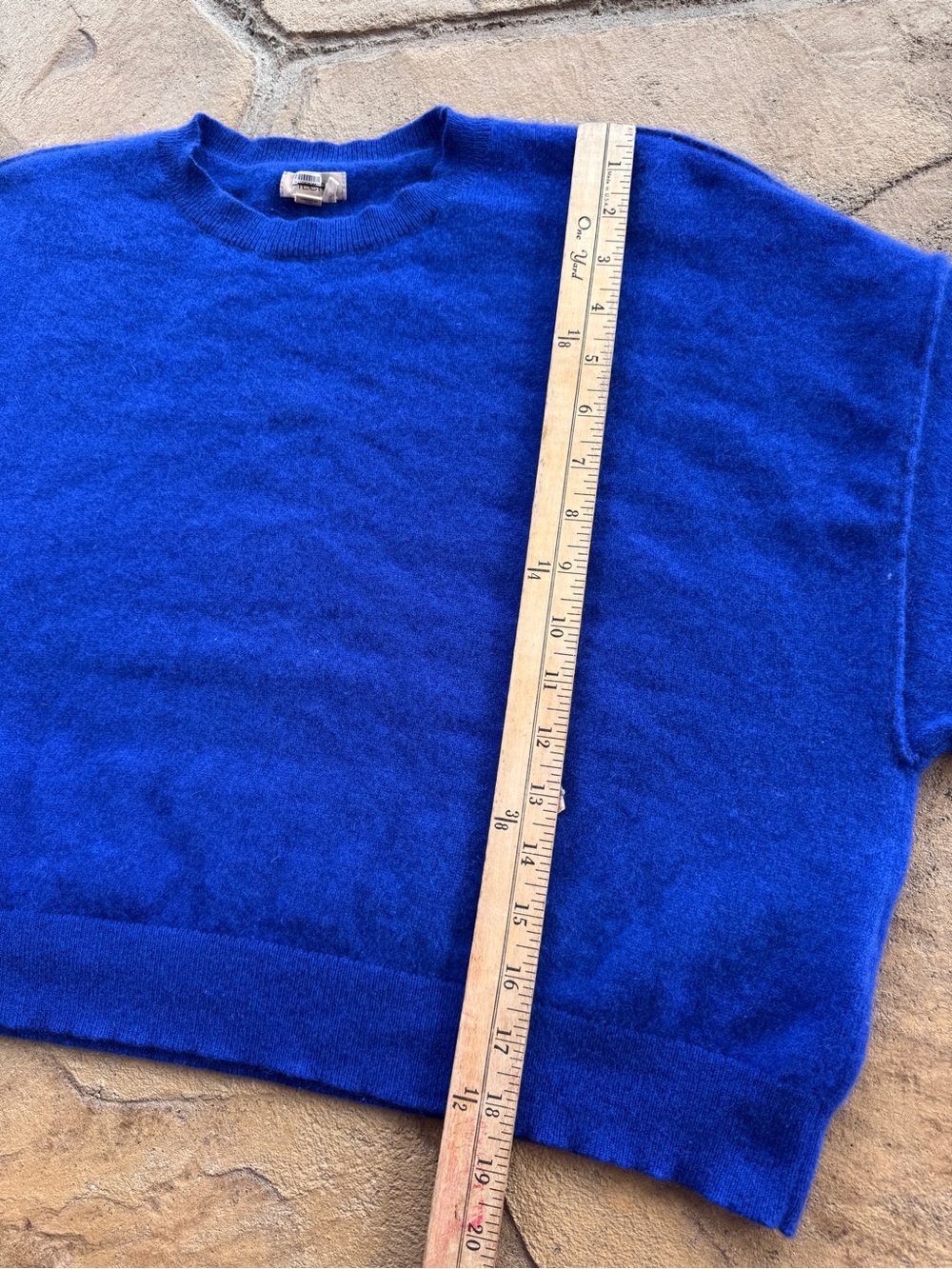 Pilcro Anthropologie Alani Cashmere Cropped Sweater Cobalt Blue Size 1X - Picture 11 of 13